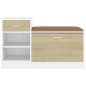 Schuhbank Weiß und Sonoma-Eiche 94,5x31x57 cm Holzwerkstoff Schuhbank Weiß und Sonoma-Eiche 94,5x31x57 cm Holzwerkstoff