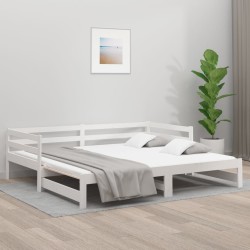 vidaXL Ausziehbares Tagesbett ohne Matratze Weiß 80x200 cm