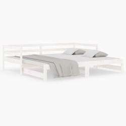 vidaXL Ausziehbares Tagesbett ohne Matratze Weiß 80x200 cm