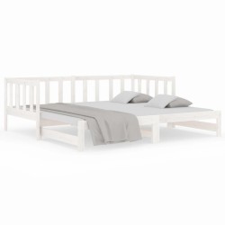 vidaXL Tagesbett Ausziehbar Weiß 2x(80x200) cm Massivholz Kiefer