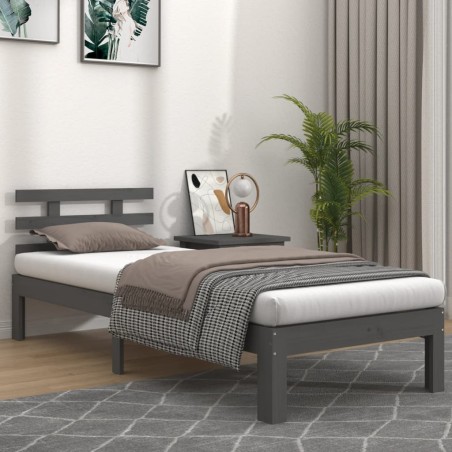 vidaXL Massivholzbett Grau 75x190 cm