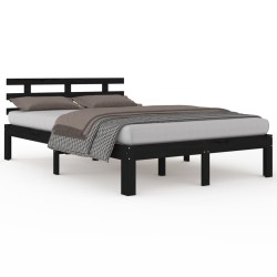 vidaXL Massivholzbett Schwarz 135x190 cm