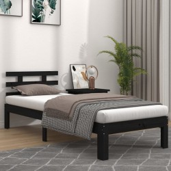 vidaXL Massivholzbett Schwarz 100x200 cm