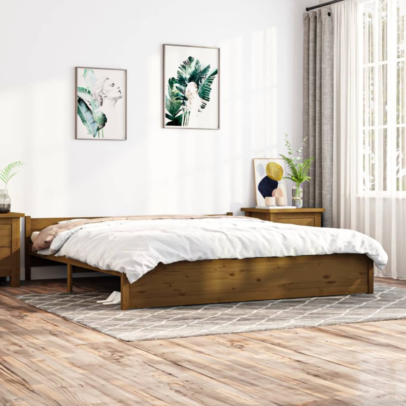 vidaXL Massivholzbett Honigbraun 180x200 cm