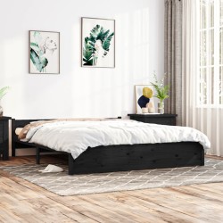 vidaXL Massivholzbett Schwarz 200x200 cm