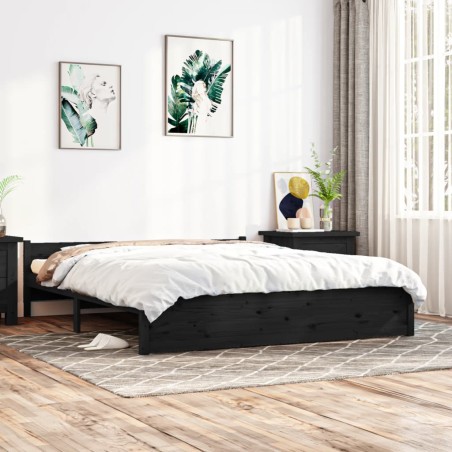 vidaXL Massivholzbett Schwarz 200x200 cm