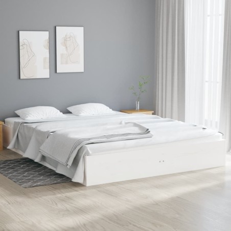 vidaXL Massivholzbett Weiß 140x190 cm