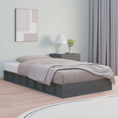 vidaXL Massivholzbett Grau 140x190 cm