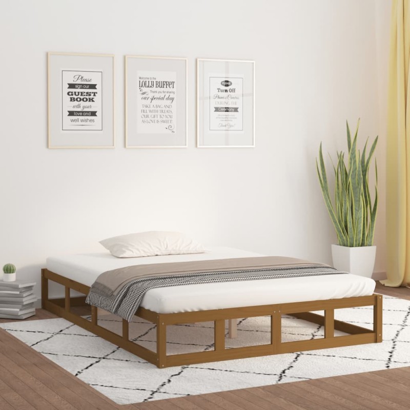 vidaXL Massivholzbett Honigbraun 135x190 cm vidaXL Massivholzbett Honigbraun 135x190 cm