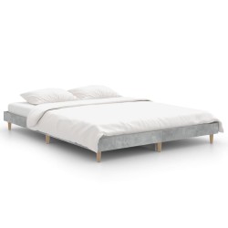 vidaXL Bettgestell Betongrau 135x190 cm Holzwerkstoff
