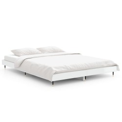 vidaXL Bettgestell Hochglanz-Weiß 135x190 cm Holzwerkstoff