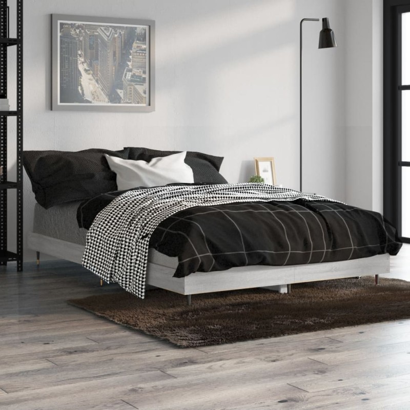 vidaXL Bettgestell Grau Sonoma 120x190 cm Holzwerkstoff vidaXL Bettgestell Grau Sonoma 120x190 cm Holzwerkstoff