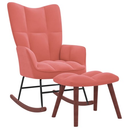 Schaukelstuhl mit Hocker Samt Rosa