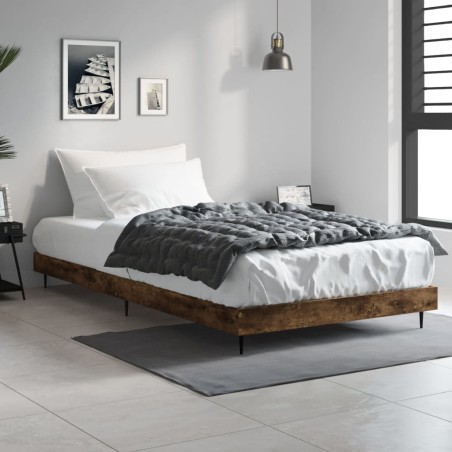 vidaXL Bettgestell Räuchereiche 90x190 cm Holzwerkstoff