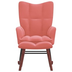 Schaukelstuhl mit Hocker Samt Rosa
