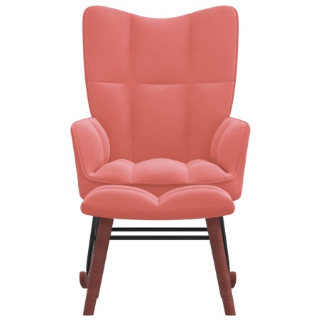 Schaukelstuhl mit Hocker Samt Rosa