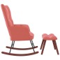 Schaukelstuhl mit Hocker Samt Rosa Schaukelstuhl mit Hocker Samt Rosa
