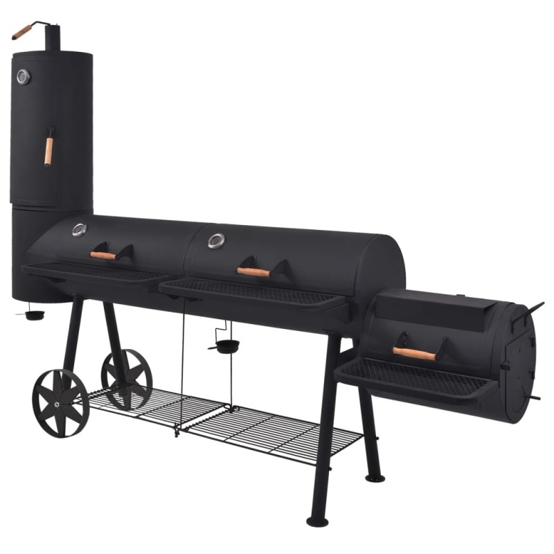 vidaXL Holzkohlegrill Smoker mit Ablage Schwarz XXXL vidaXL Holzkohlegrill Smoker mit Ablage Schwarz XXXL