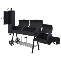 vidaXL Holzkohlegrill Smoker mit Ablage Schwarz XXXL