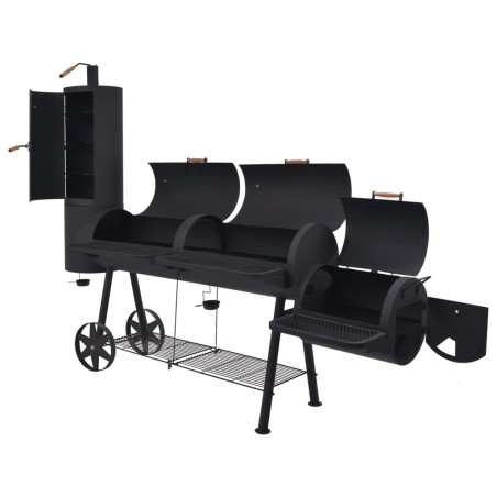 vidaXL Holzkohlegrill Smoker mit Ablage Schwarz XXXL