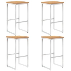 vidaXL Barhocker 4 Stk. Massivholz Teak und Edelstahl