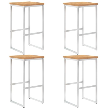 vidaXL Barhocker 4 Stk. Massivholz Teak und Edelstahl