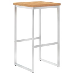 vidaXL Barhocker 4 Stk. Massivholz Teak und Edelstahl