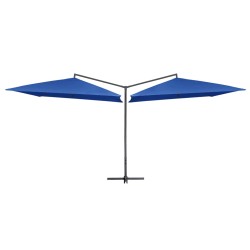 vidaXL Doppelsonnenschirm mit Stahlmast 250×250 cm Azurblau 