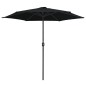 vidaXL Sonnenschirm mit Aluminium-Mast 270 x 246 cm Schwarz