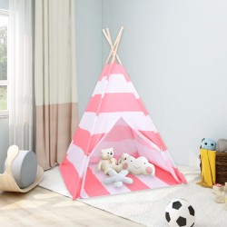 vidaXL Kinder Tipi-Zelt Tasche Pfirsichhaut Gestreift 120x120x150 cm
