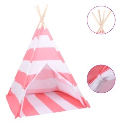vidaXL Kinder Tipi-Zelt Tasche Pfirsichhaut Gestreift 120x120x150 cm