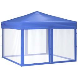 vidaXL Partyzelt Faltbar mit Seitenwänden Blau 3x3 m