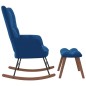 Schaukelstuhl mit Hocker Samt Blau Schaukelstuhl mit Hocker Samt Blau