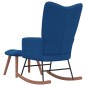 Schaukelstuhl mit Hocker Samt Blau Schaukelstuhl mit Hocker Samt Blau