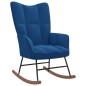 Schaukelstuhl mit Hocker Samt Blau Schaukelstuhl mit Hocker Samt Blau