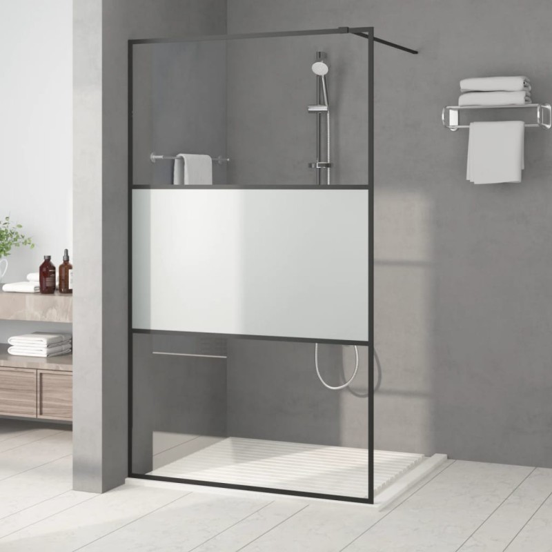 vidaXL Duschwand für Begehbare Dusche Schwarz 115x195 cm Halbmatt ESG vidaXL Duschwand für Begehbare Dusche Schwarz 115x195 cm Halbmatt ESG