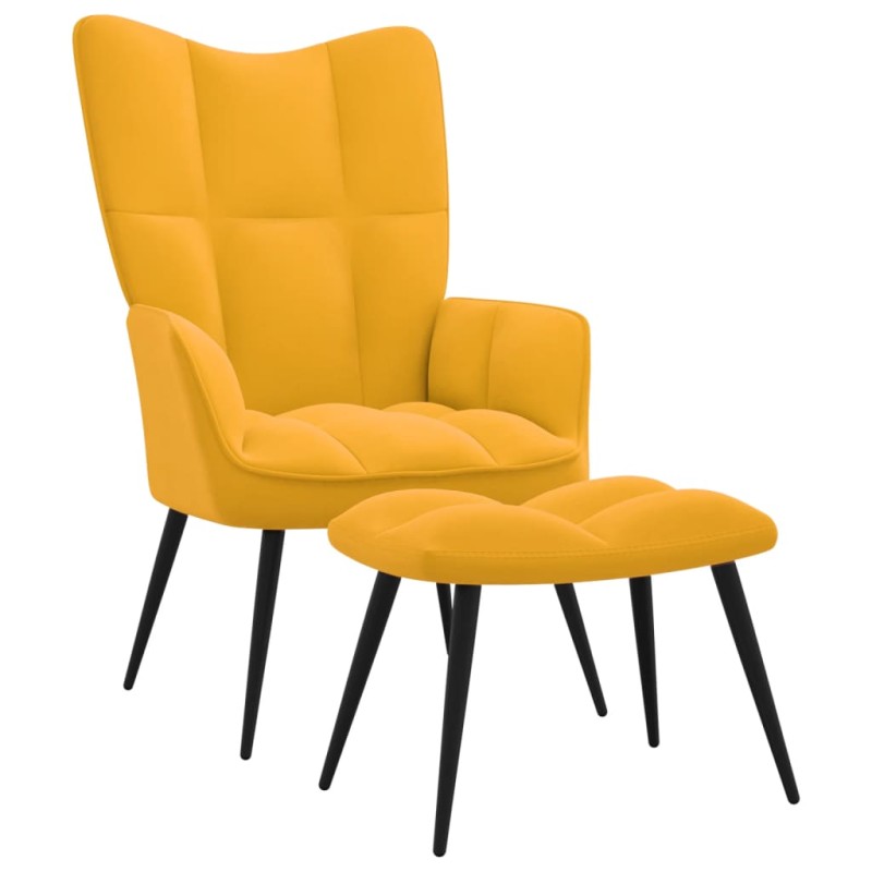 Relaxsessel mit Hocker Senfgelb Samt Relaxsessel mit Hocker Senfgelb Samt