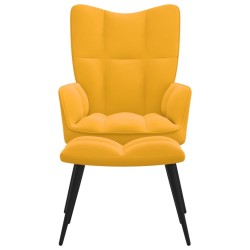 Relaxsessel mit Hocker Senfgelb Samt