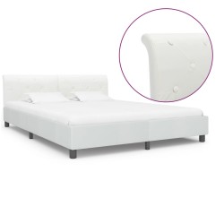 vidaXL Bettgestell Weiß Kunstleder 180×200 cm