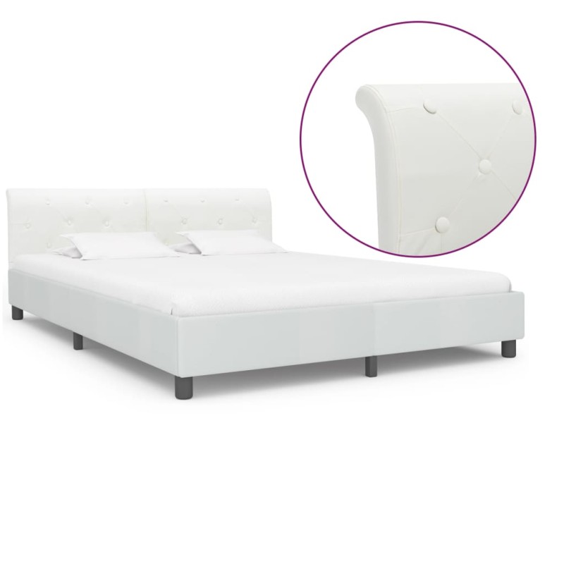 vidaXL Bettgestell Weiß Kunstleder 180×200 cm vidaXL Bettgestell Weiß Kunstleder 180×200 cm
