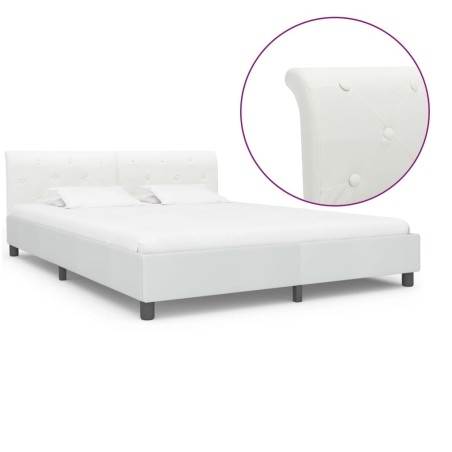 vidaXL Bettgestell Weiß Kunstleder 180×200 cm