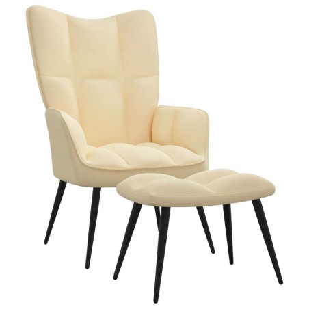 vidaXL Relaxsessel mit Hocker Cremeweiß Samt