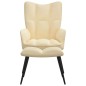 vidaXL Relaxsessel mit Hocker Cremeweiß Samt vidaXL Relaxsessel mit Hocker Cremeweiß Samt