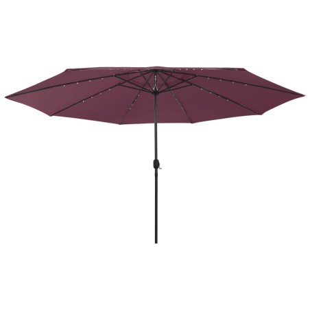 vidaXL Sonnenschirm mit LED-Leuchten und Metallmast 400 cm Bordeauxrot