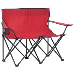 vidaXL Campingstuhl 2-Sitzer Klappbar Stahl und Stoff Rot
