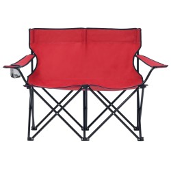 vidaXL Campingstuhl 2-Sitzer Klappbar Stahl und Stoff Rot