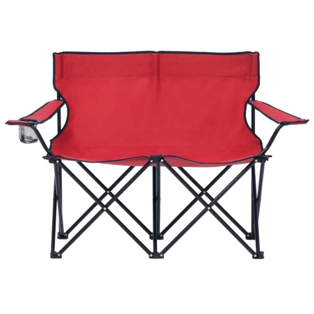 vidaXL Campingstuhl 2-Sitzer Klappbar Stahl und Stoff Rot