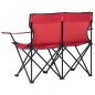 vidaXL Campingstuhl 2-Sitzer Klappbar Stahl und Stoff Rot vidaXL Campingstuhl 2-Sitzer Klappbar Stahl und Stoff Rot