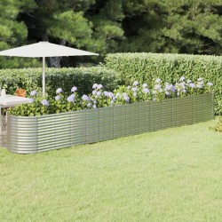 vidaXL Hochbeet Pulverbeschichteter Stahl 620x80x68 cm Silbern