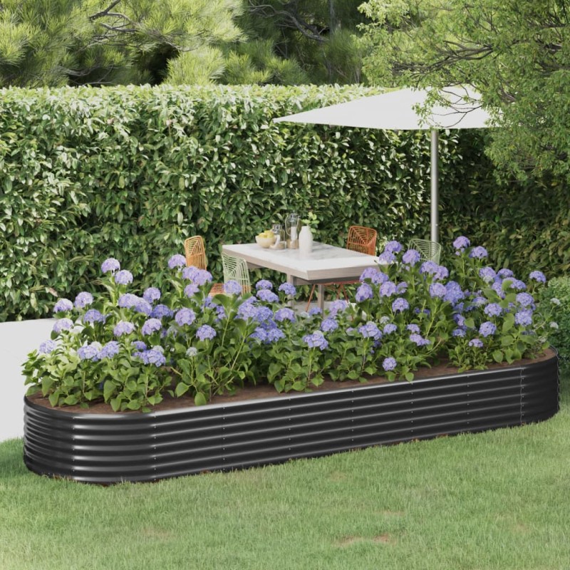 vidaXL Hochbeet Pulverbeschichteter Stahl 322x100x36 cm Anthrazit vidaXL Hochbeet Pulverbeschichteter Stahl 322x100x36 cm Anthrazit